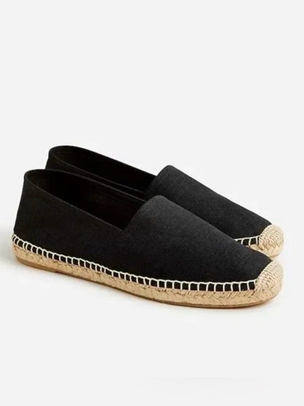 New J Crew Black Canvas Espadrille Slip-Ons